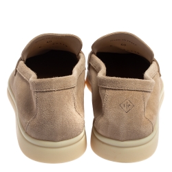 Pre Owned Loro Piana Beige Suede Summer Charms Walk Moccasins Size 40