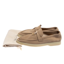 Pre Owned Loro Piana Beige Suede Summer Charms Walk Moccasins Size 40