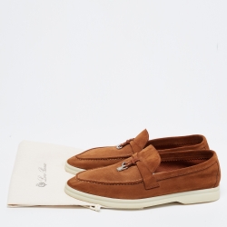 Pre Owned Loro Piana Brown Suede Summer Charms Walk Loafers Size 38