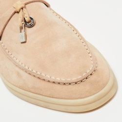 Pre Owned Loro Piana Beige Suede Summer Charms Slip on Loafers Size 37.5