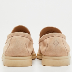 Pre Owned Loro Piana Beige Suede Summer Charms Slip on Loafers Size 37.5