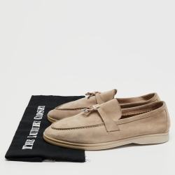 Pre Owned Loro Piana Beige Suede Summer Charms Walk Loafers Size 40