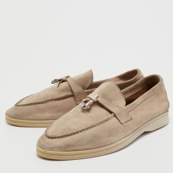 Pre Owned Loro Piana Beige Suede Summer Charms Walk Loafers Size 40
