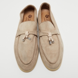 Pre Owned Loro Piana Beige Suede Summer Charms Walk Loafers Size 40