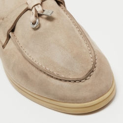 Pre Owned Loro Piana Beige Suede Summer Charms Walk Loafers Size 40