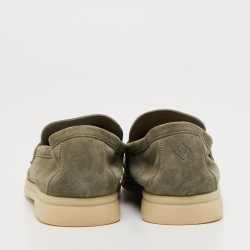 Pre Owned Loro Piana Grey Suede Summer Charms Walk Loafers Size 38