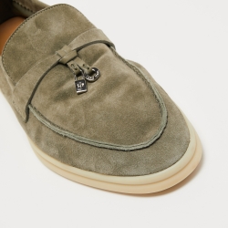 Pre Owned Loro Piana Grey Suede Summer Charms Walk Loafers Size 38