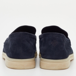 Pre Owned Loro Piana Navy Blue Suede Summer Charms Walk Loafers Size 38