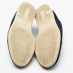 Pre Owned Loro Piana Navy Blue Suede Open Walk Ankle Boots Size 36