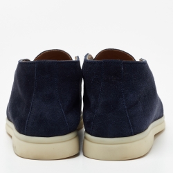 Pre Owned Loro Piana Navy Blue Suede Open Walk Ankle Boots Size 36