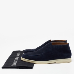 Pre Owned Loro Piana Navy Blue Suede Open Walk Ankle Boots Size 36