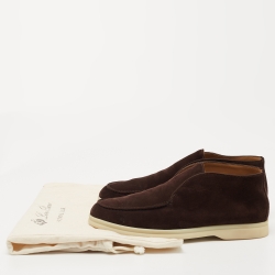 Pre Owned Loro Piana Brown Suede Open Walk Boots Size 37