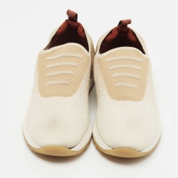 Loro Piana White/Beige Knit Fabric 360 Flexy Walker Sneakers Size 41 