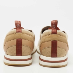 Loro Piana White/Beige Knit Fabric 360 Flexy Walker Sneakers Size 41 