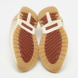Loro Piana White/Beige Knit Fabric 360 Flexy Walker Sneakers Size 41 