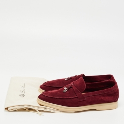 Pre Owned Loro Piana Burgundy Suede Summer Charms Loafers Size 38