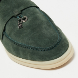 Pre Owned Loro Piana Green Suede Summer Charms Walk Loafers Size 38
