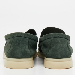 Pre Owned Loro Piana Green Suede Summer Charms Walk Loafers Size 38