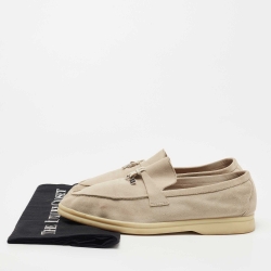 Pre Owned Loro Piana Beige Suede Summer Charms Walk Loafers Size 40