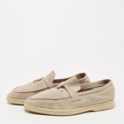 Pre Owned Loro Piana Beige Suede Summer Charms Walk Loafers Size 40