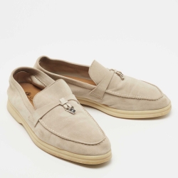 Pre Owned Loro Piana Beige Suede Summer Charms Walk Loafers Size 40