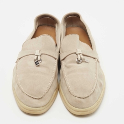 Pre Owned Loro Piana Beige Suede Summer Charms Walk Loafers Size 40