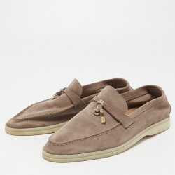 Pre Owned Loro Piana Beige Suede Summer Charm Walk Loafers Size 39