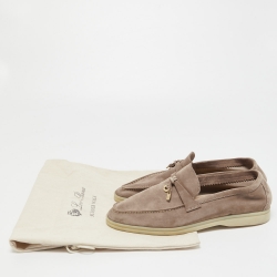 Pre Owned Loro Piana Beige Suede Summer Charm Walk Loafers Size 39