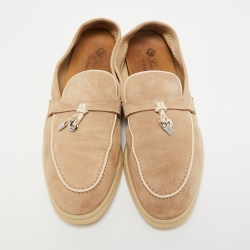Loro Piana Beige Suede Summer Charms Walk Loafers Size 38