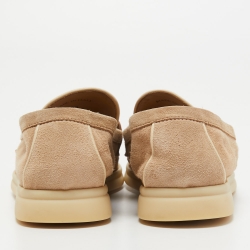 Loro Piana Beige Suede Summer Charms Walk Loafers Size 38