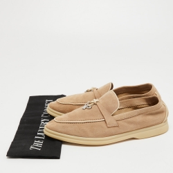 Loro Piana Beige Suede Summer Charms Walk Loafers Size 38