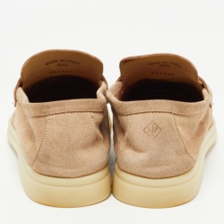 Pre Owned Loro Piana Biege Suede Summer Charms Loafers Size 37.5
