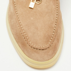 Pre Owned Loro Piana Biege Suede Summer Charms Loafers Size 37.5