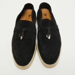 Pre Owned Loro Piana Black Suede Summer Charms Walk Loafers Size 38