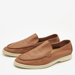 Pre Owned Loro Piana Brown Leather Summer Walk Loafers Size 38