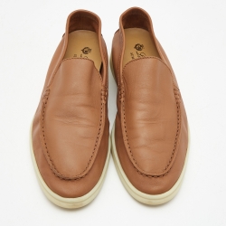 Pre Owned Loro Piana Brown Leather Summer Walk Loafers Size 38