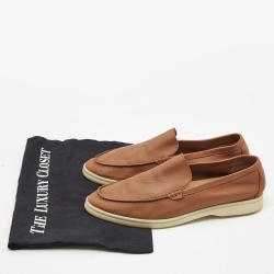 Pre Owned Loro Piana Brown Leather Summer Walk Loafers Size 38