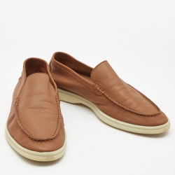 Pre Owned Loro Piana Brown Leather Summer Walk Loafers Size 38