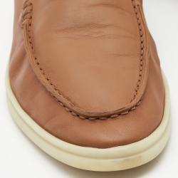 Pre Owned Loro Piana Brown Leather Summer Walk Loafers Size 38