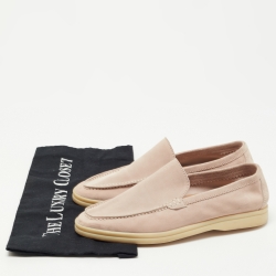Pre Owned Loro Piana Light Pink Nubuck Leather Summer Walk Loafers Size 37