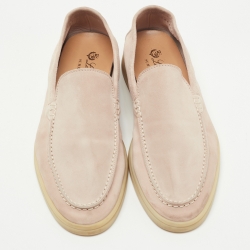 Pre Owned Loro Piana Light Pink Nubuck Leather Summer Walk Loafers Size 37