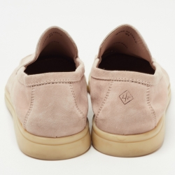 Pre Owned Loro Piana Light Pink Nubuck Leather Summer Walk Loafers Size 37