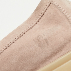 Pre Owned Loro Piana Light Pink Nubuck Leather Summer Walk Loafers Size 37