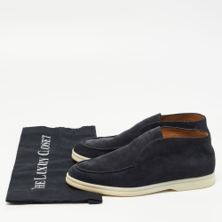 Pre Owned Loro Piana Navy Blue Suede Open Walk Ankle Boots Size 38