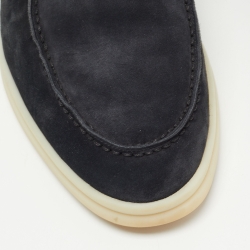 Pre Owned Loro Piana Navy Blue Suede Open Walk Ankle Boots Size 38