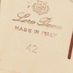 Pre Owned Loro Piana Black Embroidered Leather Sprightly Charms Flat Slides Size 42