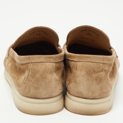 Pre Owned Loro Piana Beige Suede Summer Charms Walk Slip On Loafers Size 36