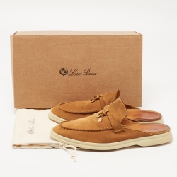 Pre Owned Loro Piana  Brown Suede Babouche Charms Walk Sandals Size 39