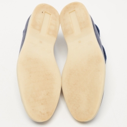 Pre Owned Loro Piana Navy Blue Suede and Fur Open Walk Chukka Boots Size 38