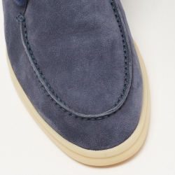 Pre Owned Loro Piana Navy Blue Suede and Fur Open Walk Chukka Boots Size 38